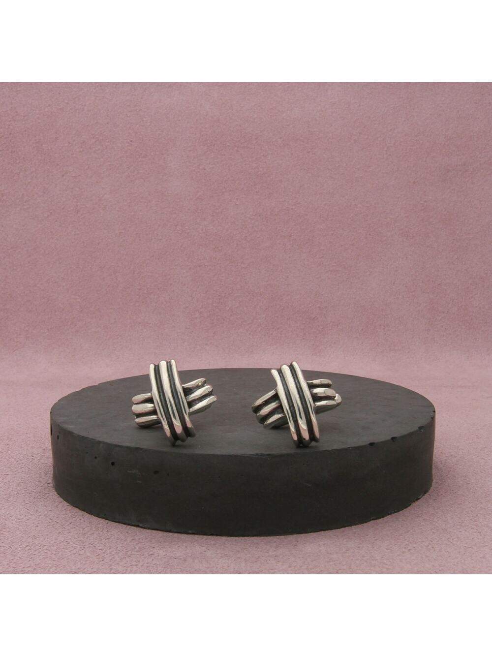 sterling silver vintage notched x cufflinks